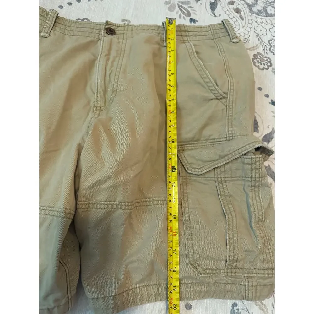 Hollister Mens Cargo Shorts 2PK Size 38 Khaki Heavy Cotton Utility Y2K Gorpcore
